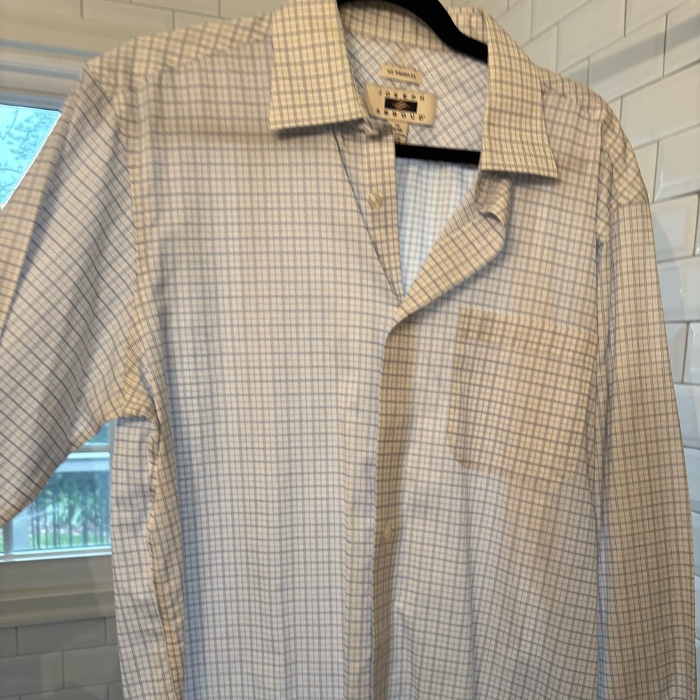 Joseph Abboud Men's Plaid Shirt - white and blue